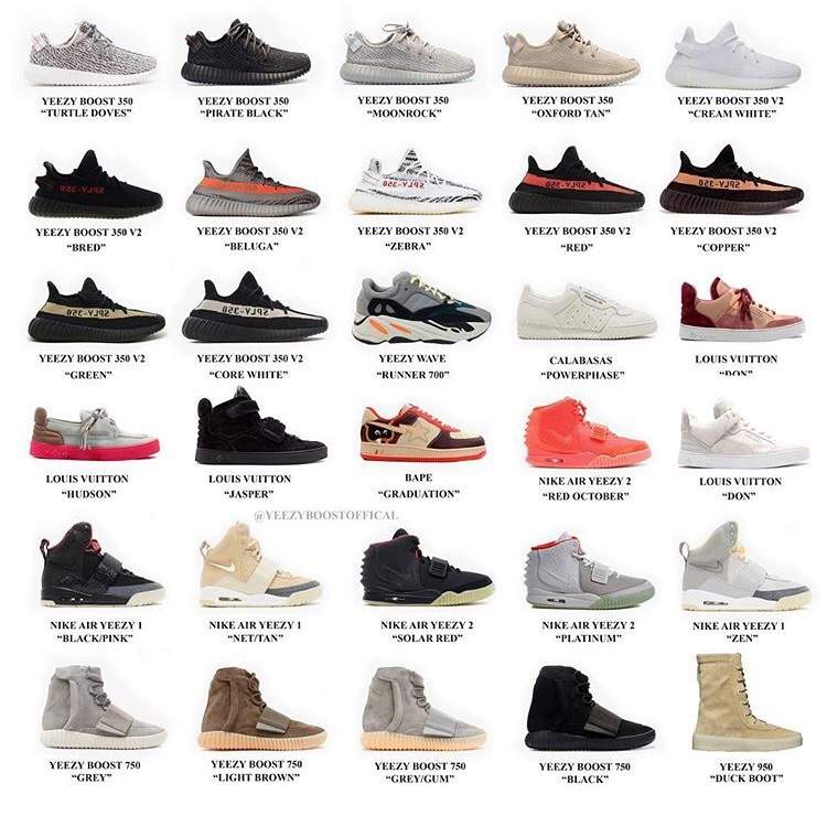 all kanye west shoes