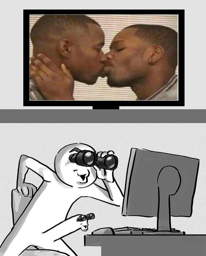 2 niggas kissing.