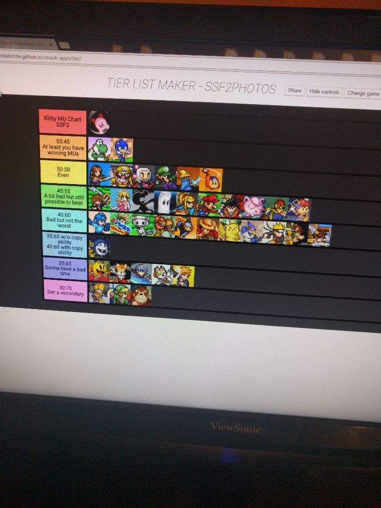 My Kirby SSF2 MU Chart (1.0.2) Smash Amino