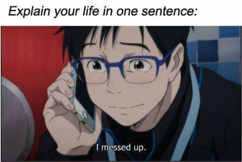 Explain your life in one sentence | Anime Amino