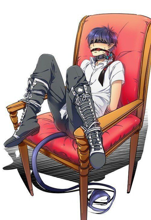 Anime guy sitting on chair