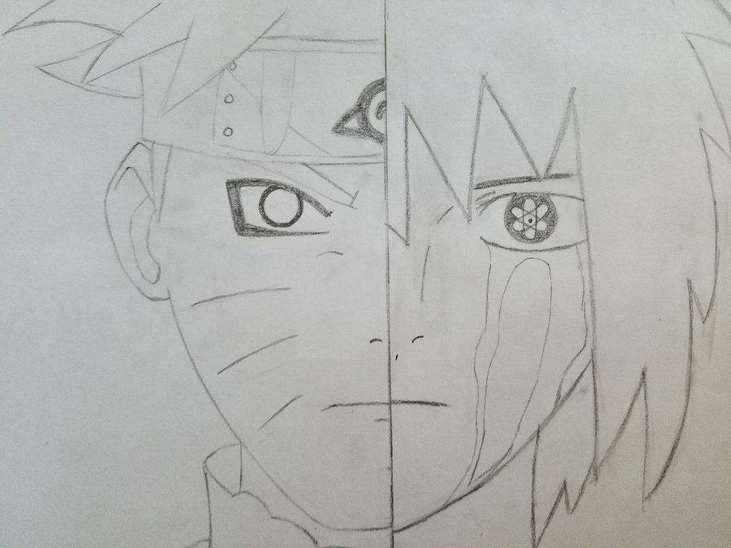 So next I added Naruto's pupil back (yay) and I started using my penci...