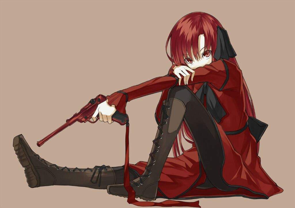 Anime girl with red hair and red eyes