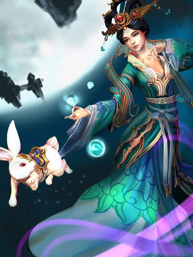 Chang'e and her model. | Smite Amino