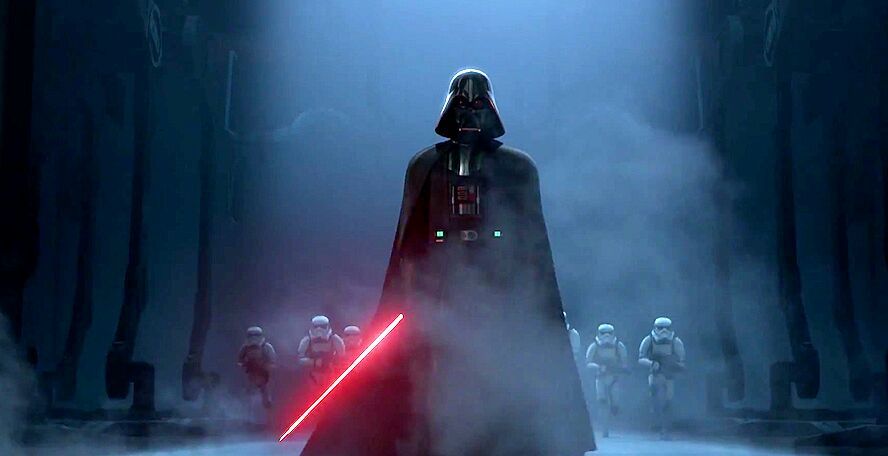 darth vader walking with stormtroopers