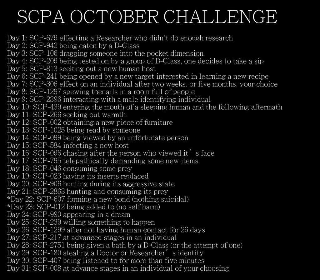 October Challenge! SCP Foundation Amino