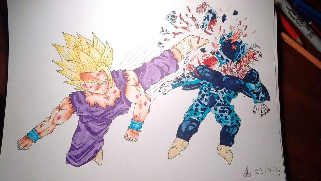 Dibujo De Gohan Vs Cell Jr Fan Art Dragon Ball EspaÑol Amino