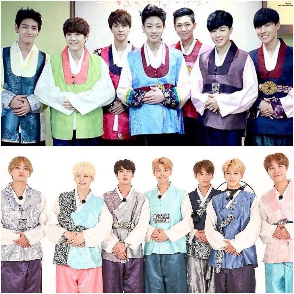 BTS in hanbok for chuseok 2013 vs 2017 | ARMY's Amino