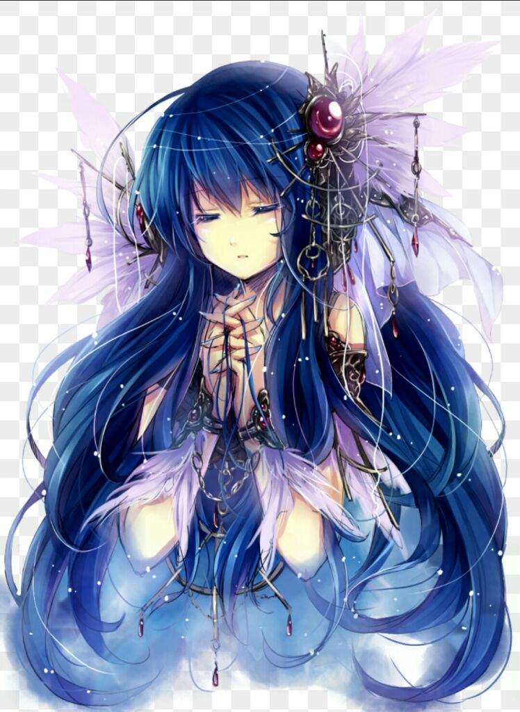 Anime woman with blue hair