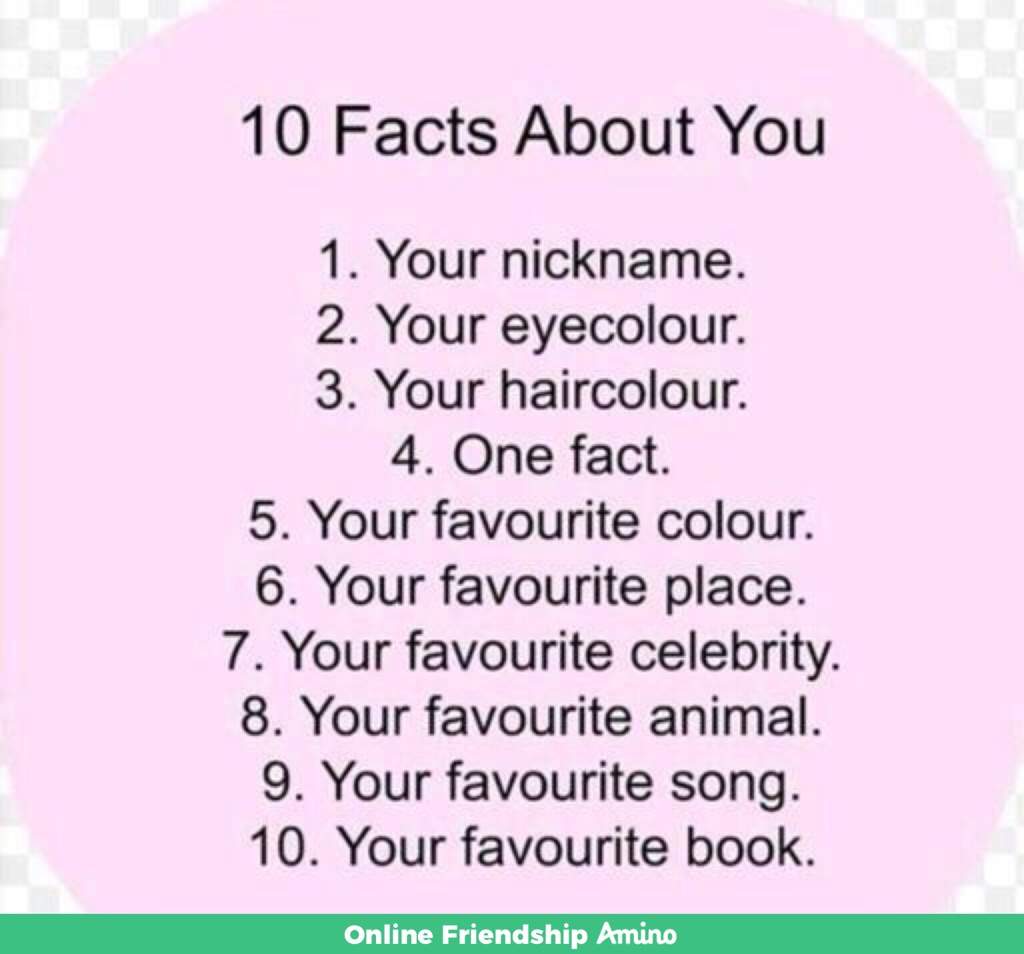 Ten facts about me Online Friendship Amino
