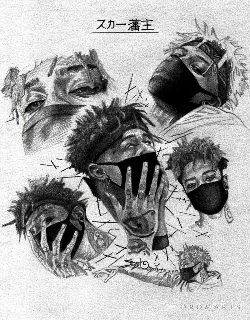 Scarlxrd Drawing - Drawing portrait scarlxrd simple pencil step by step