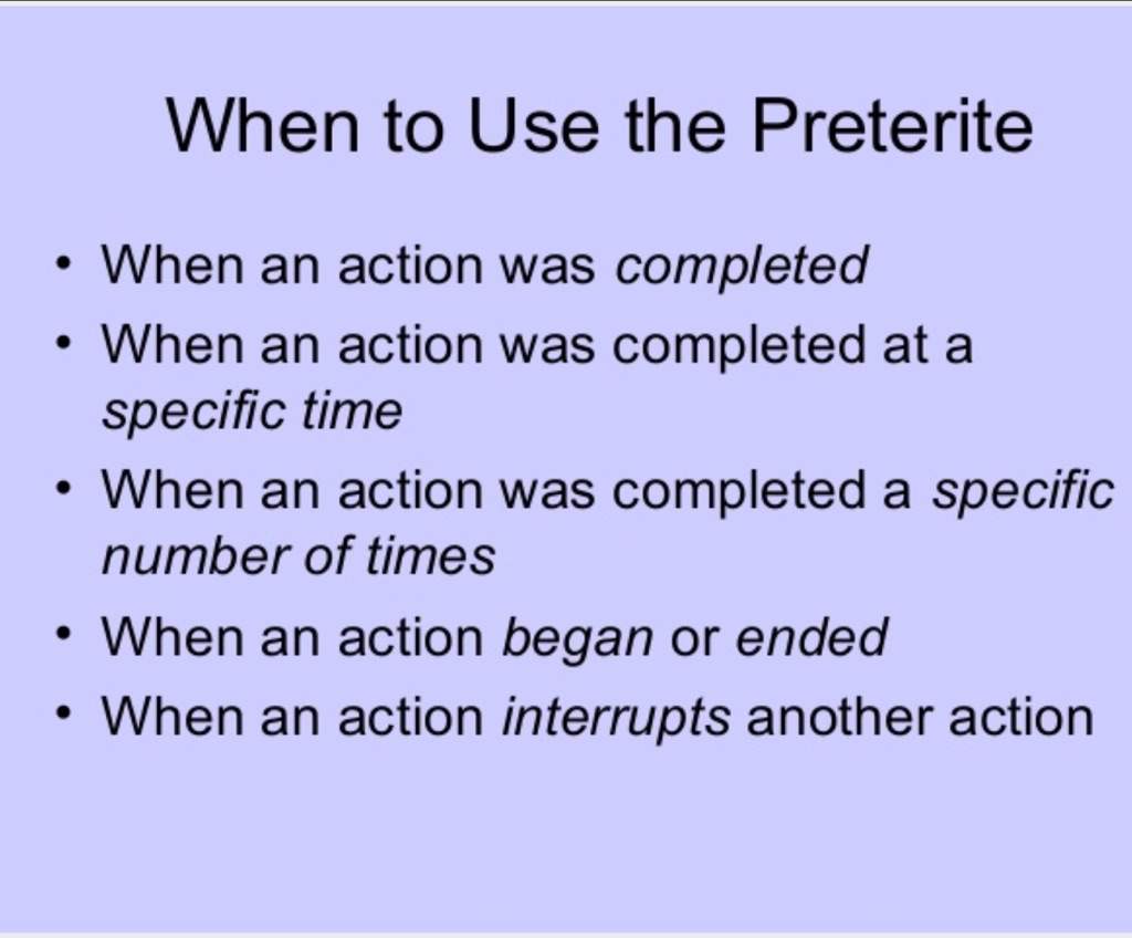 When To Use Preterite Vs Imperfect Examples