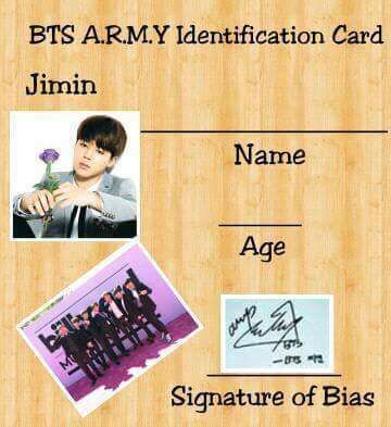 Bts Army Identification Card Army S Amino