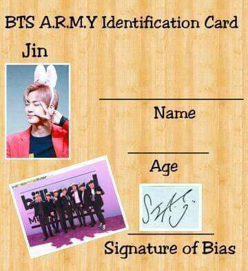 BTS ARMY IDENTIFICATION CARD | ARMY's Amino