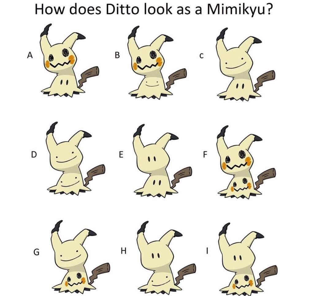 What does ditto look like when disguised like mimikyu? 