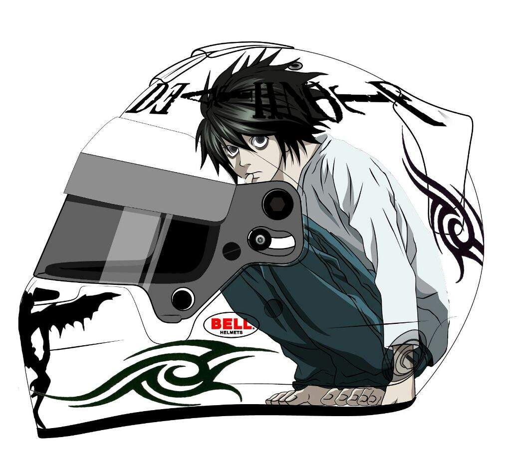 Anime Graphic Motorcycle Helmet / Outlaw T-72 Dual-Visor Glossy