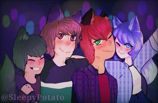 Party Selfie | Dottie,Blaze,Rylan and Daniel fanart | Aphmau Amino