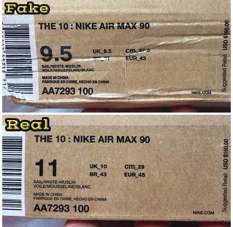 nike x off white air max 90 real vs fake