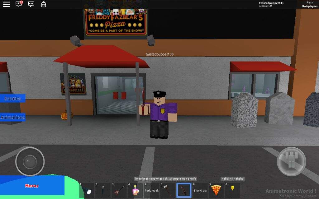 I M The Purple Guy In Roblox Game Anmtroinic World Five