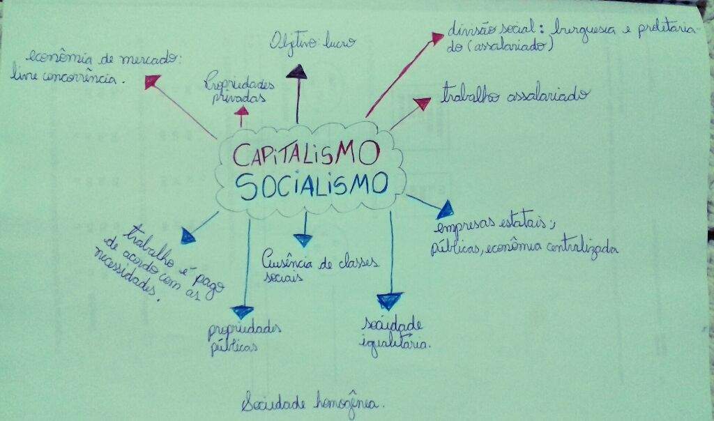Mapa mental: capitalismo e socialismo | Saber School Amino