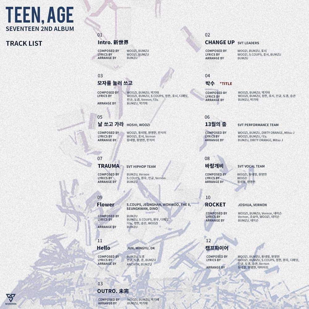 Seventeen Teen Age Track List K Pop Amino