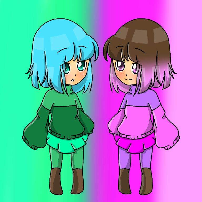 Bete Noire and Little Amber (chibi redraw) | Glitchtale Amino