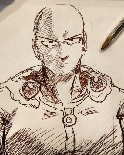 Un saitama a pluma | •Arte Amino• Amino