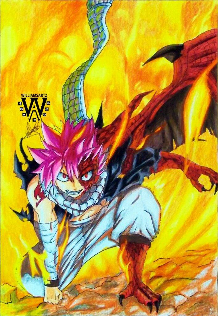 Natsu Dragneel de Fairy Tail con colores y marcadores escolares | •Arte ...