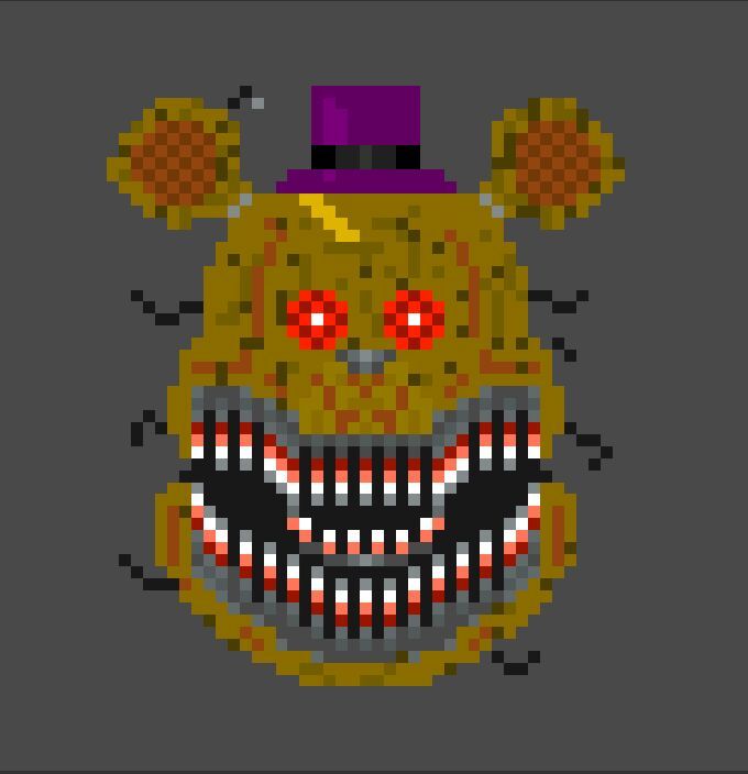 Nightmare Fredbear Pixel Art 