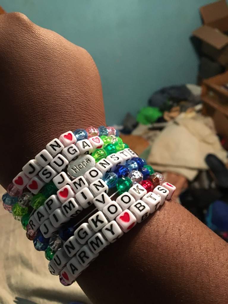 Bts Kandi Bracelets Army S Amino I Had Some Beads That Have The Words Hope Love And Peace On Them So Put With Who Feel Best Represents