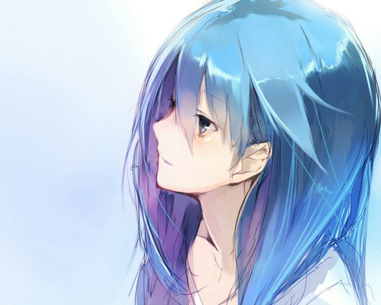 Anime blue haired girl