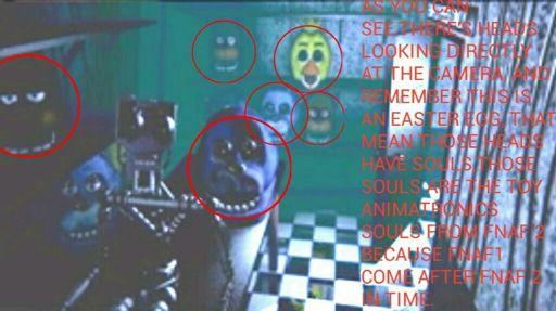 The fnaf 1 animatronics heads looking at camera easter egg (theory ...