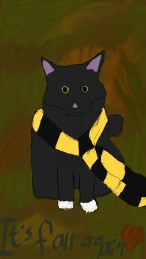 Hufflepuff cat drawing - Fall theme | Harry Potter Amino