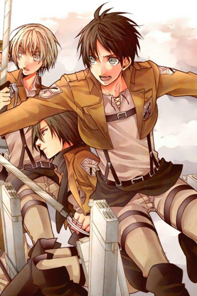 eren armin mikasa statue