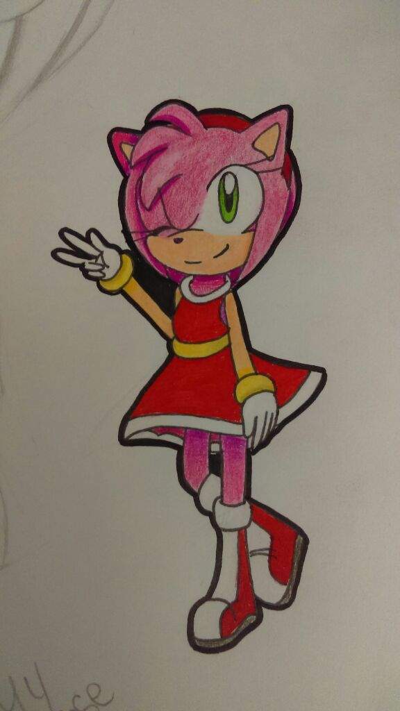 Amy Rose shaded Sketch + colored drawing | Sonic the Hedgehog! Amino