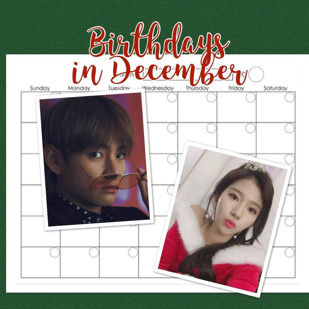 Idol Birthday Calendar December K Pop Amino