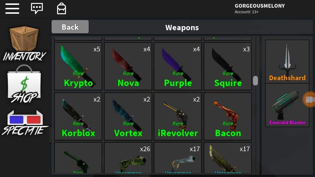 My Knives In Murder Mystery 2 Roblox Amino