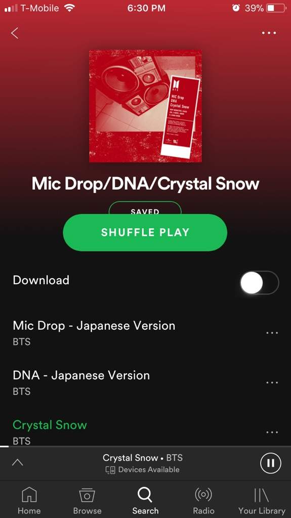 Spotify Mic Drop Dna Crystal Snow Army S Amino