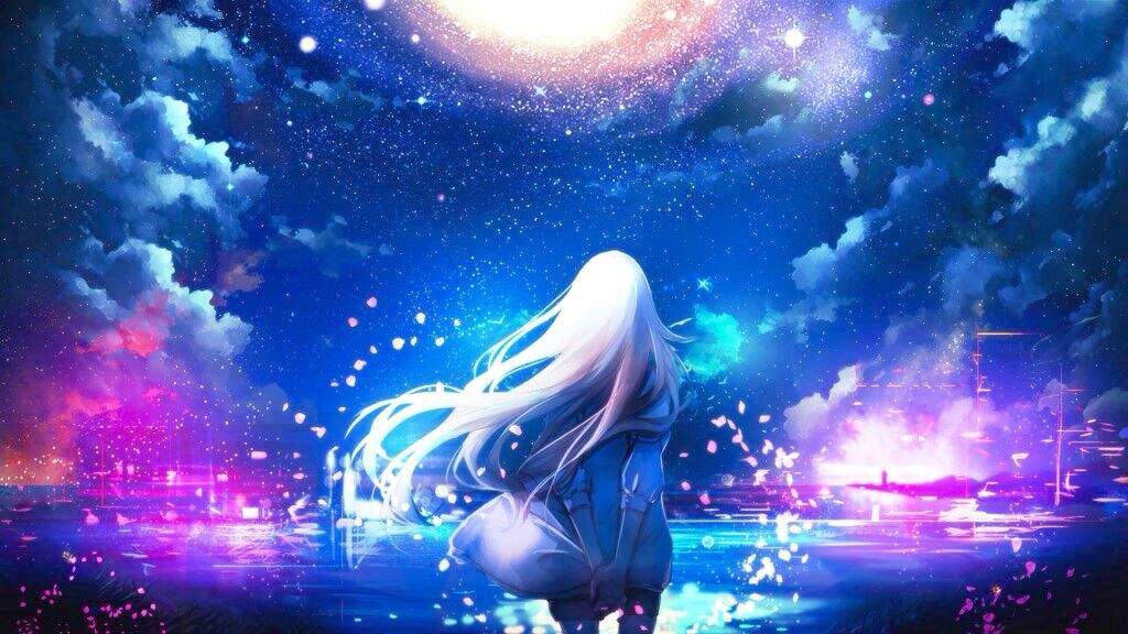 Anime girl with stars
