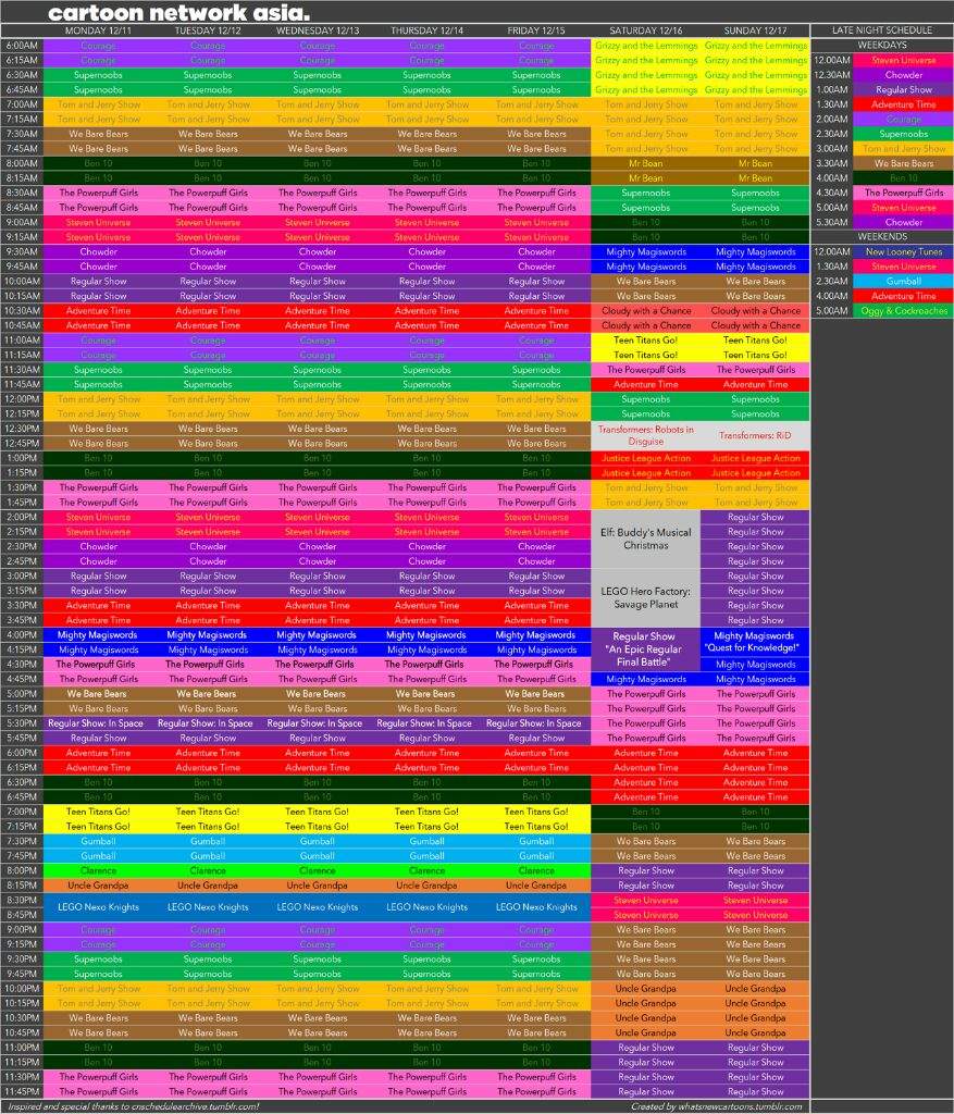 Cartoon network Asia schedule December 11th17th 2017 Cartoon Amino