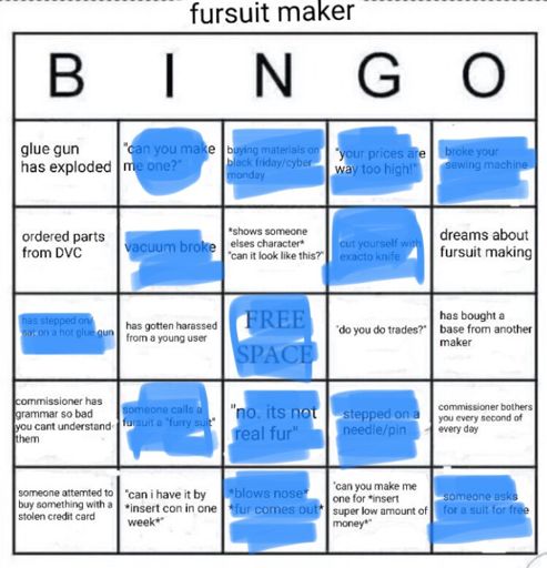 Fursuit maker bingo! | Fursuit Maker Amino Amino