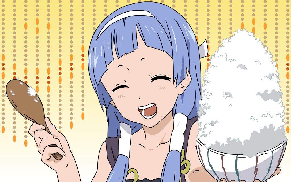 Anime girl eating chicken