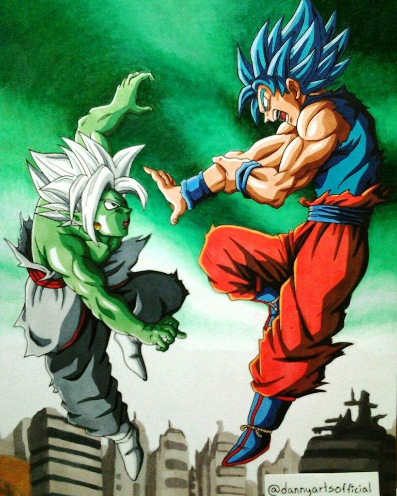 "Hakai" Son Goku vs Zamasu (Dibujo Tradicional) .