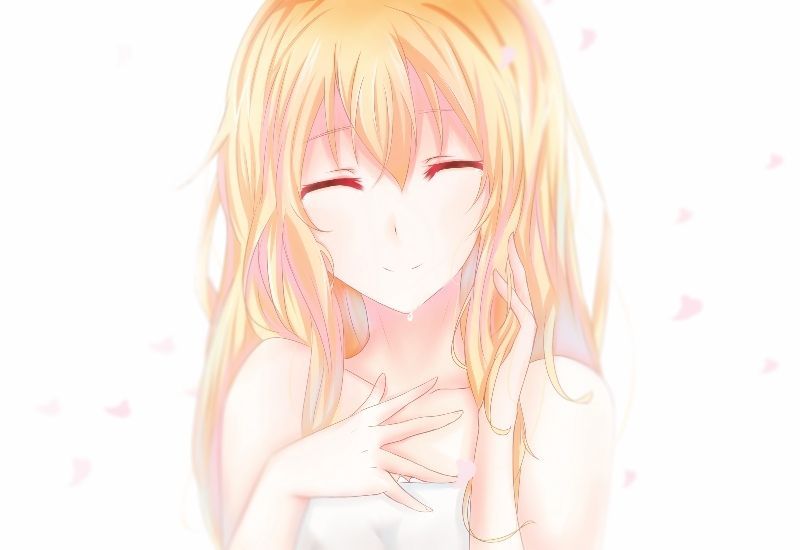 Sad blonde anime girl