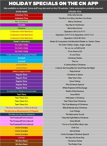 Cartoon networks USA schedule December 18th-24th 2017 | Cartoon Amino