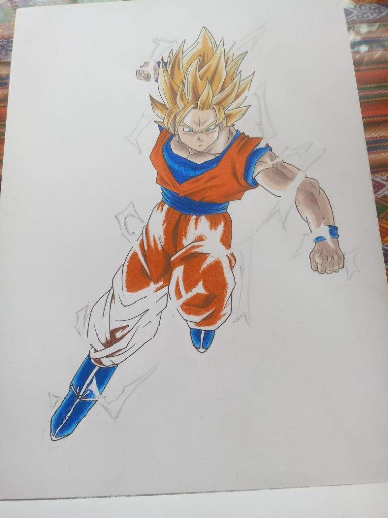 Gokú ssj2 con lápices de colores | DibujArte Amino