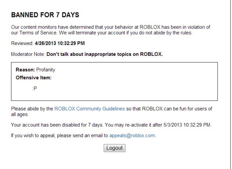 Stupid reasons people got banned from ROBLOX pt.2.