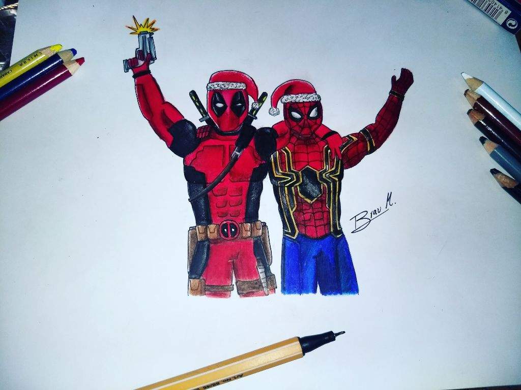 Merry Christmas | Felices Fiestas | Deadpool & SpiderMan | •Arte Amino•  Amino