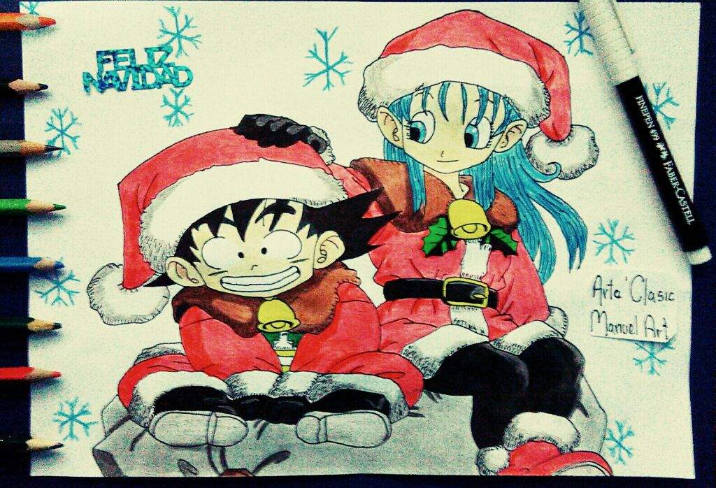 FELIZ NAVIDAD//GOKU Y BULMA🎀🎄  DibujArte Amino