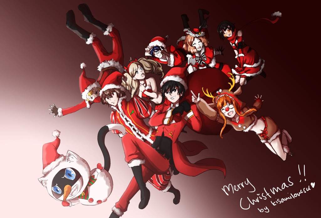 Новый год 2024 базы. Персона 3 Рождество новый год арт. Persona 5 Merry Christmas. Persona 5 Christmas Art. Persona 5 New year.